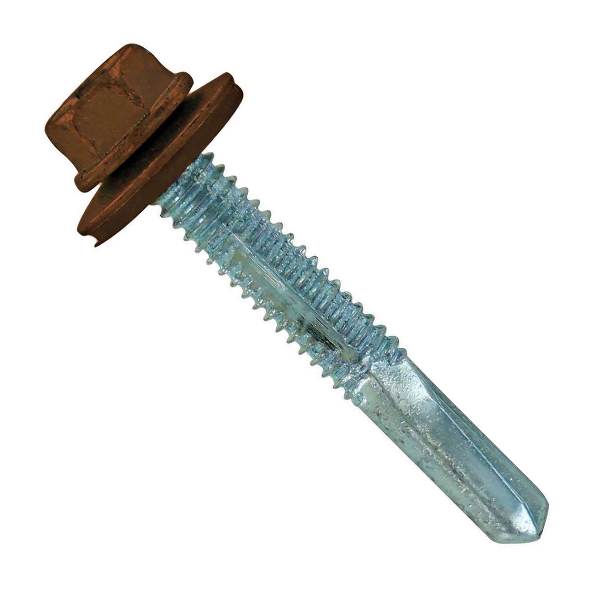 ST Fastening #12-24 x 1-1/2" HG Steelbinder Self-Drilling Metal Roofing Screw - Brown, Pkg 250