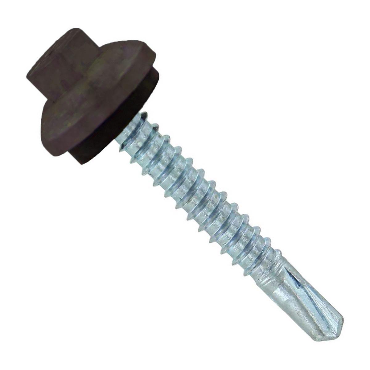 ST Fastening #12 x 1-1/2" Self-Drilling ZXL Steelbinder Metal Roofing Screw, Hex-Washer Head - Koko Brown | Qty. 2,000 (Carton)