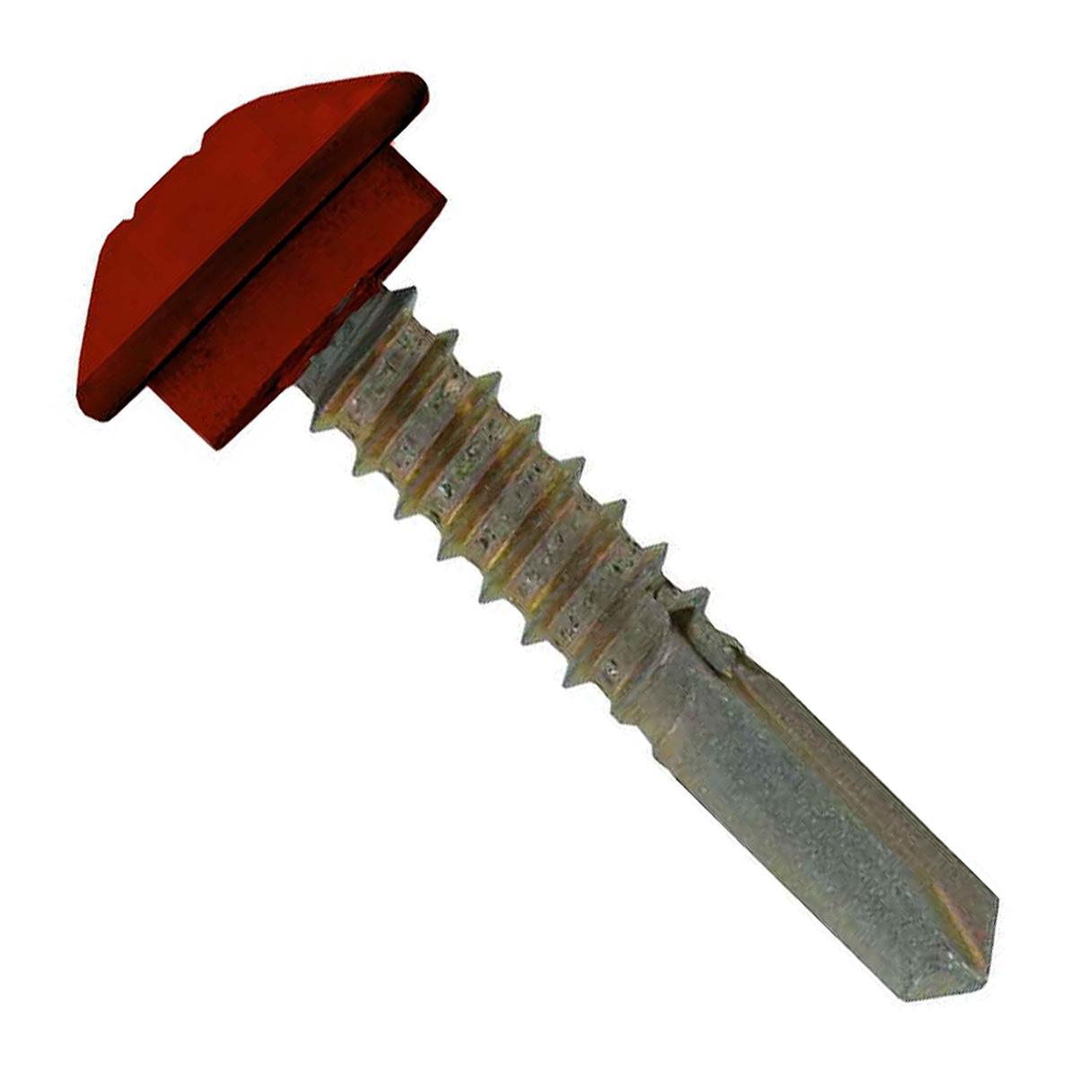ST Fastening #12-14 x 1-1/4" Eclipse Steelbinder Self-Drilling Metal Roofing Screw - Rustic Red, Pkg 250