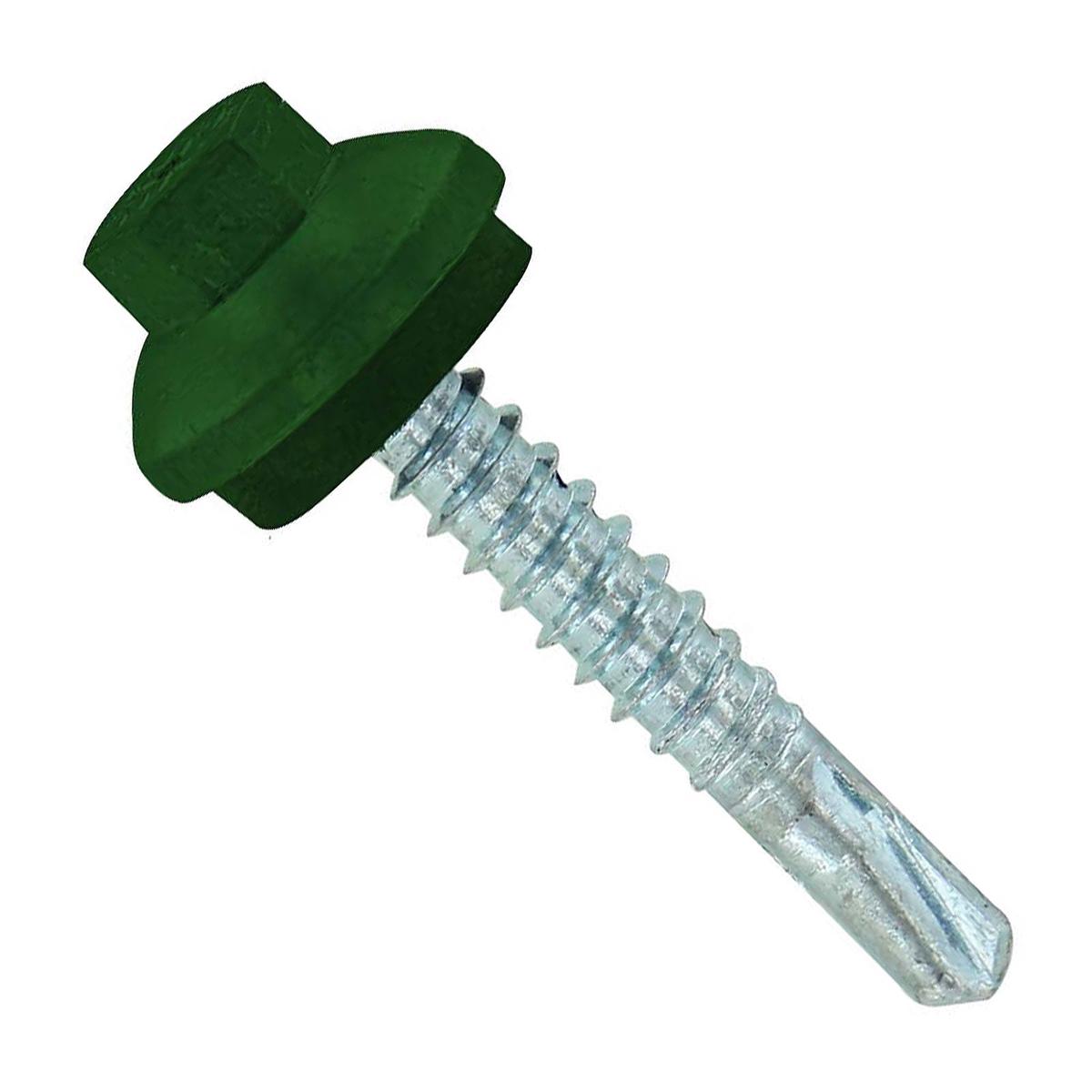 ST Fastening #12 x 1-1/4" Self-Drilling ZXL Steelbinder Metal Roofing Screw, Hex-Washer Head - Forest Green | Qty. 2,000 (Carton)