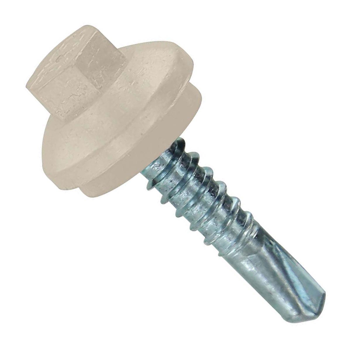ST Fastening #12 x 1" Self-Drilling ZXL Steelbinder Metal Roofing Screw, Hex-Washer Head - Light Stone, Qty. 250