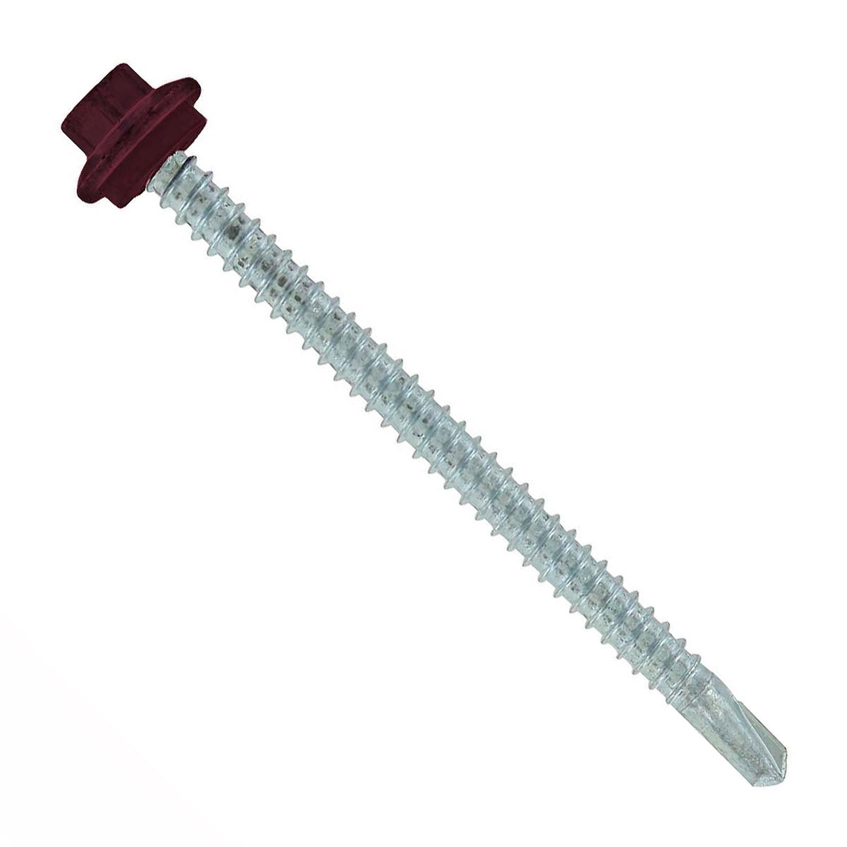 ST Fastening 12 x 3" Self-Drilling Maxx Steelbinder Metal Roofing Screw, Hex Washer Head - Burgundy | Qty. 1,000 (Carton)