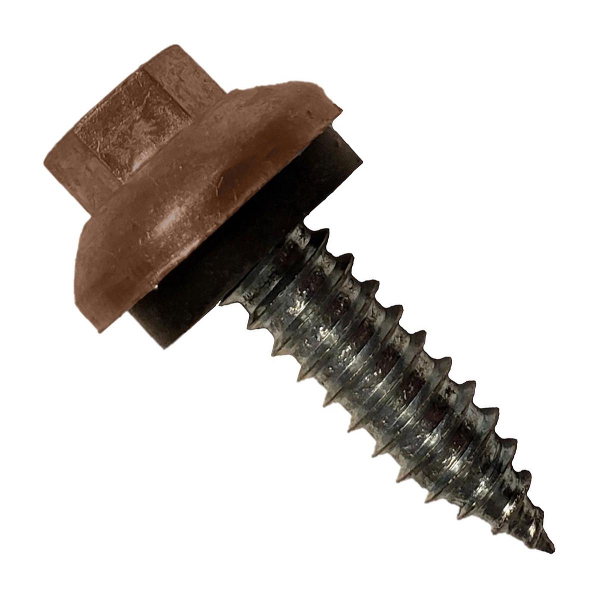 ST Fastening #14 x 1" ZXL Tapping Steelbinder Metal Roofing Screw - Brown - Pkg 250