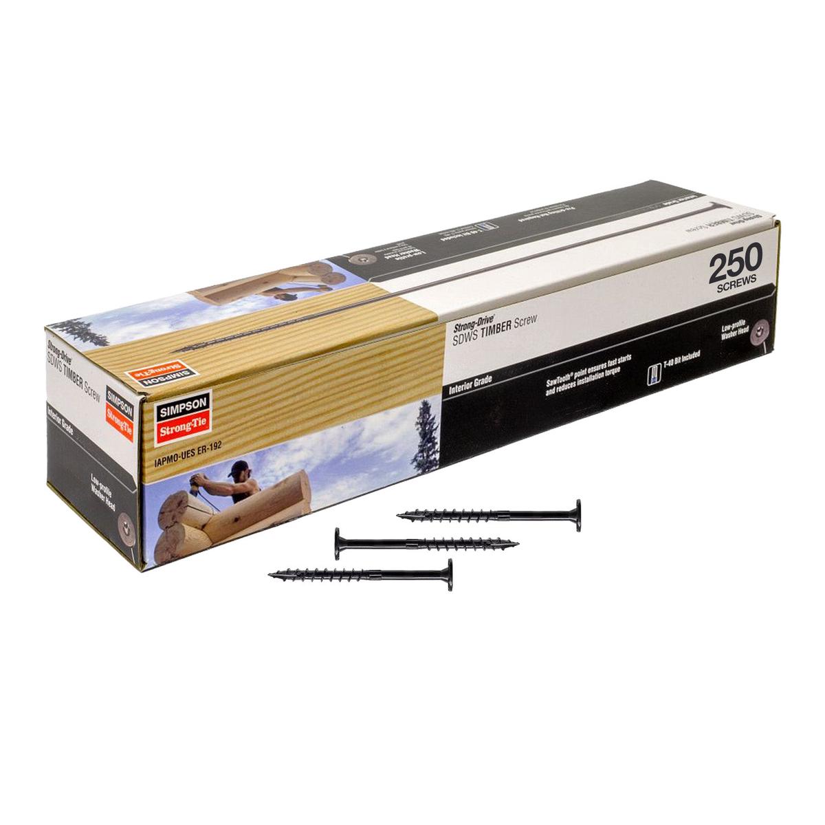 0.220" x 5" Strong-Tie SDWS22500 Log Screw - E-Coat, Pkg 250