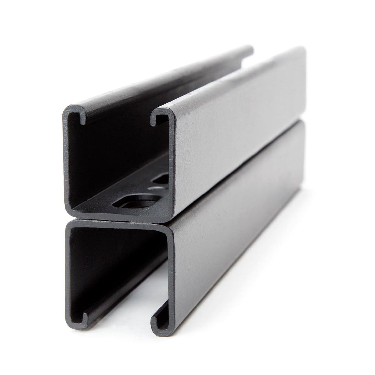 1-5/8" x 3-1/4" Back-to-Back Strut Channel with Short Slots 4 ft. - Black E-Coat/Paint