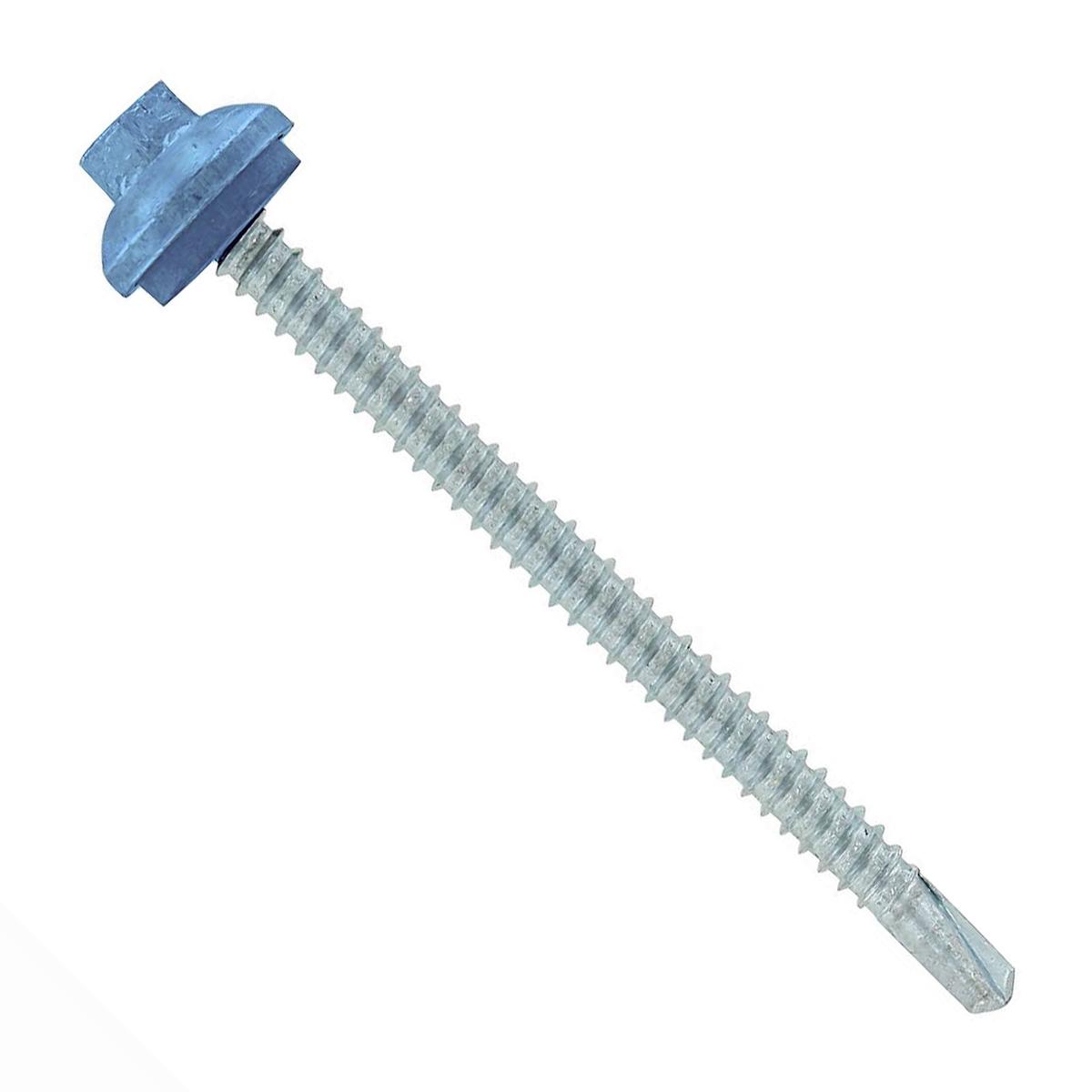 ST Fastening #12 x 3" Self-Drilling ZXL Steelbinder Metal Roofing Screw, Cupped Washer Head - Hawaiian Blue | Qty. 1,000 (Carton)