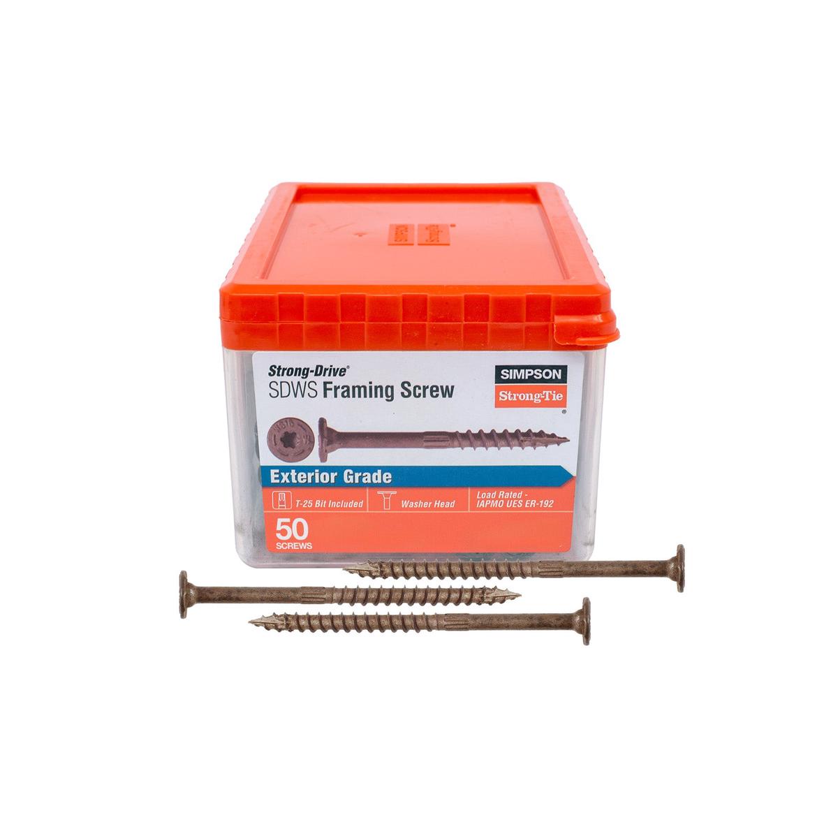 0.160" x 3-1/2" Strong-Tie SDWS16312QR50 Framing Screw, Quik Guard Coating, Pkg 50