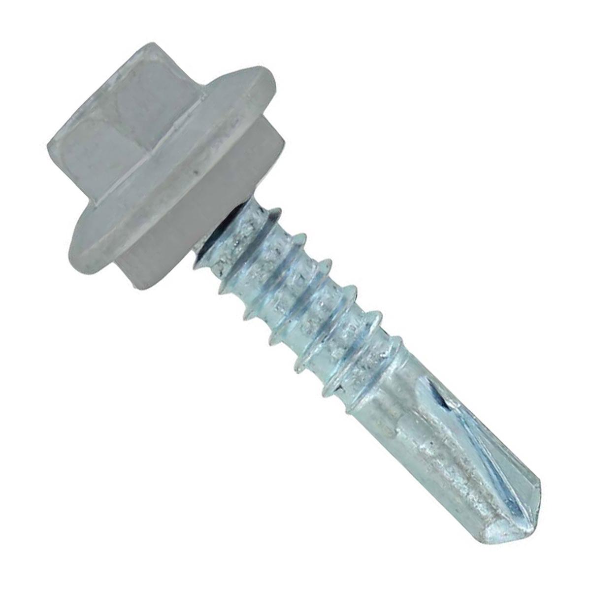ST Fastening #12 X 1" Self-Drilling Maxx Steelbinder Metal Roofing Screw, Hex-Washer Head - Light Gray, Qty. 250