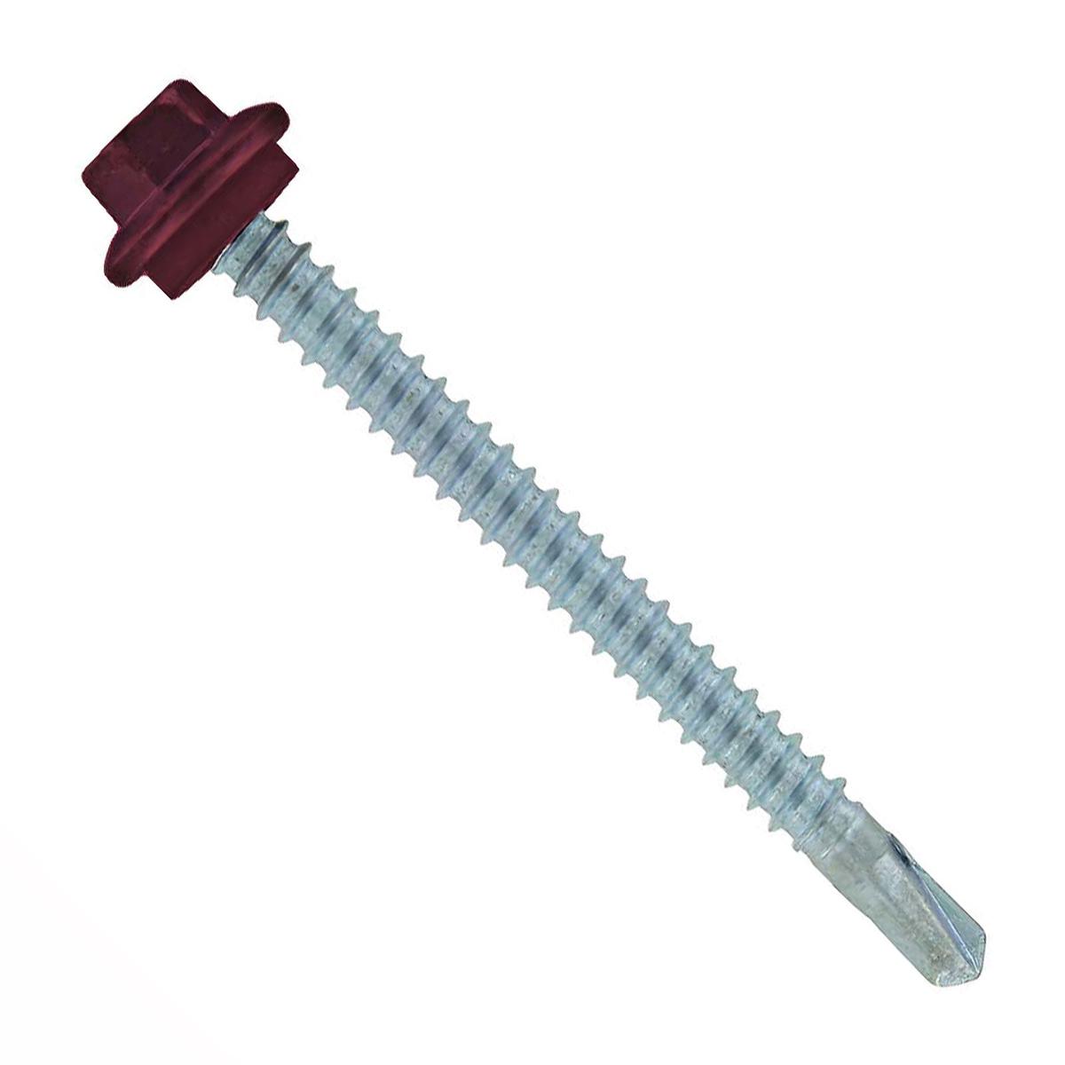 ST Fastening #12 x 2-1/2" Self-Drilling Maxx Steelbinder Metal Roofing Screw, Hex Washer Head - Burgundy | Qty. 1,500 (Carton)