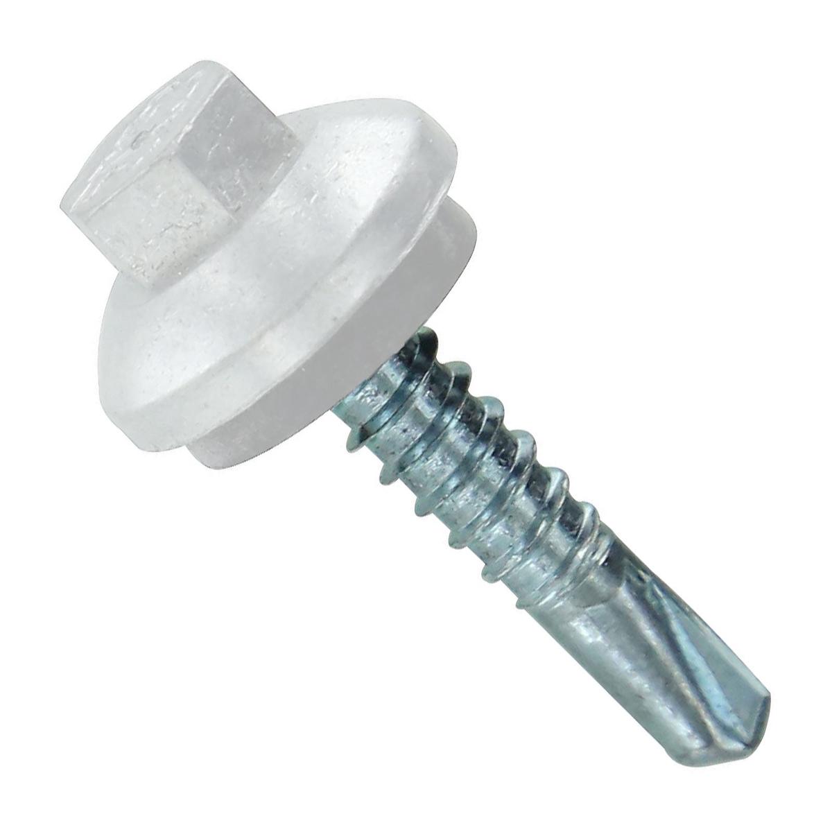 ST Fastening #12 x 1" Self-Drilling ZXL Steelbinder Metal Roofing Screw, Hex-Washer Head - Polar White | Qty. 2,000 (Carton)