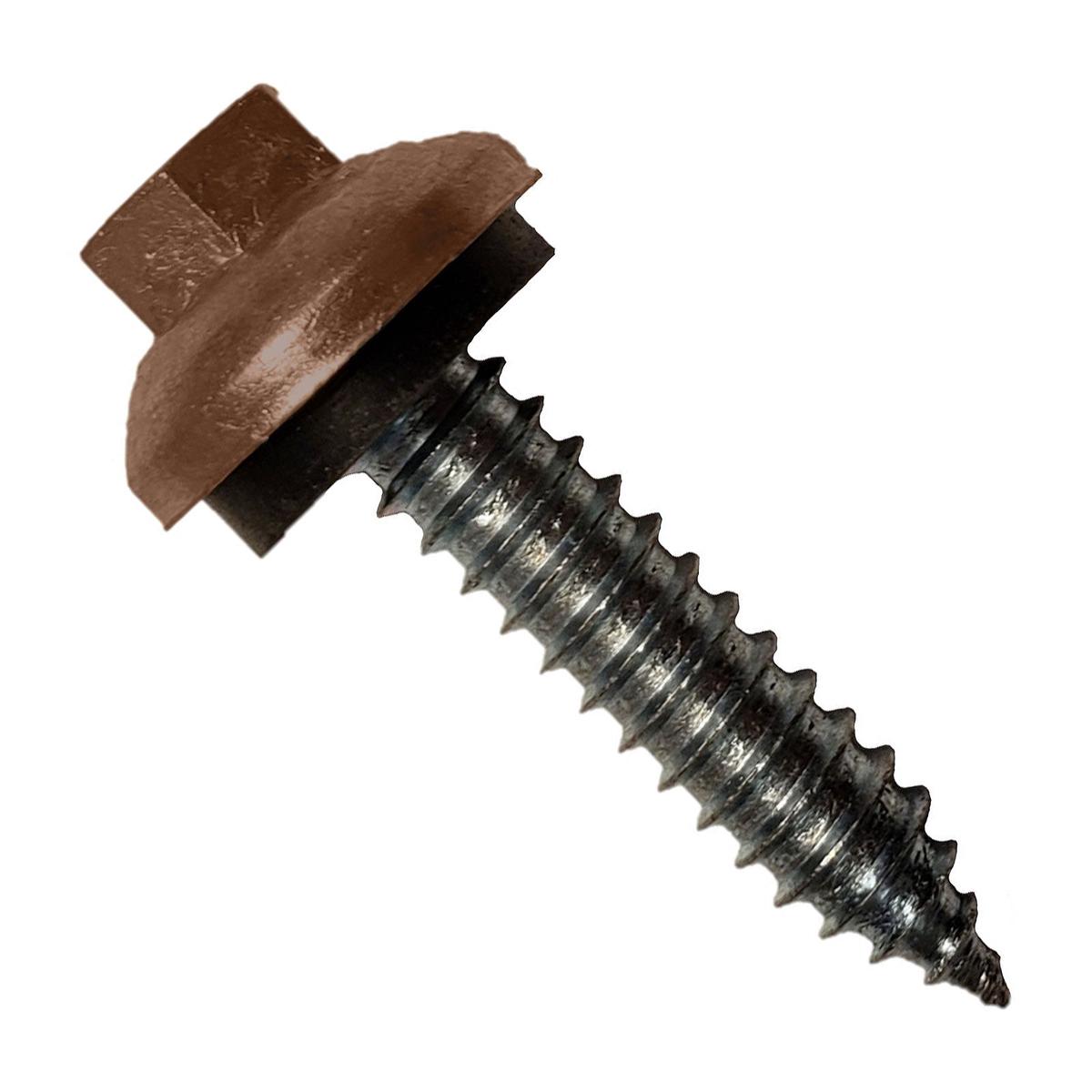 ST Fastening #14 x 1-1/4" ZXL Tapping Steelbinder Metal Roofing Screw - Brown - Pkg 250