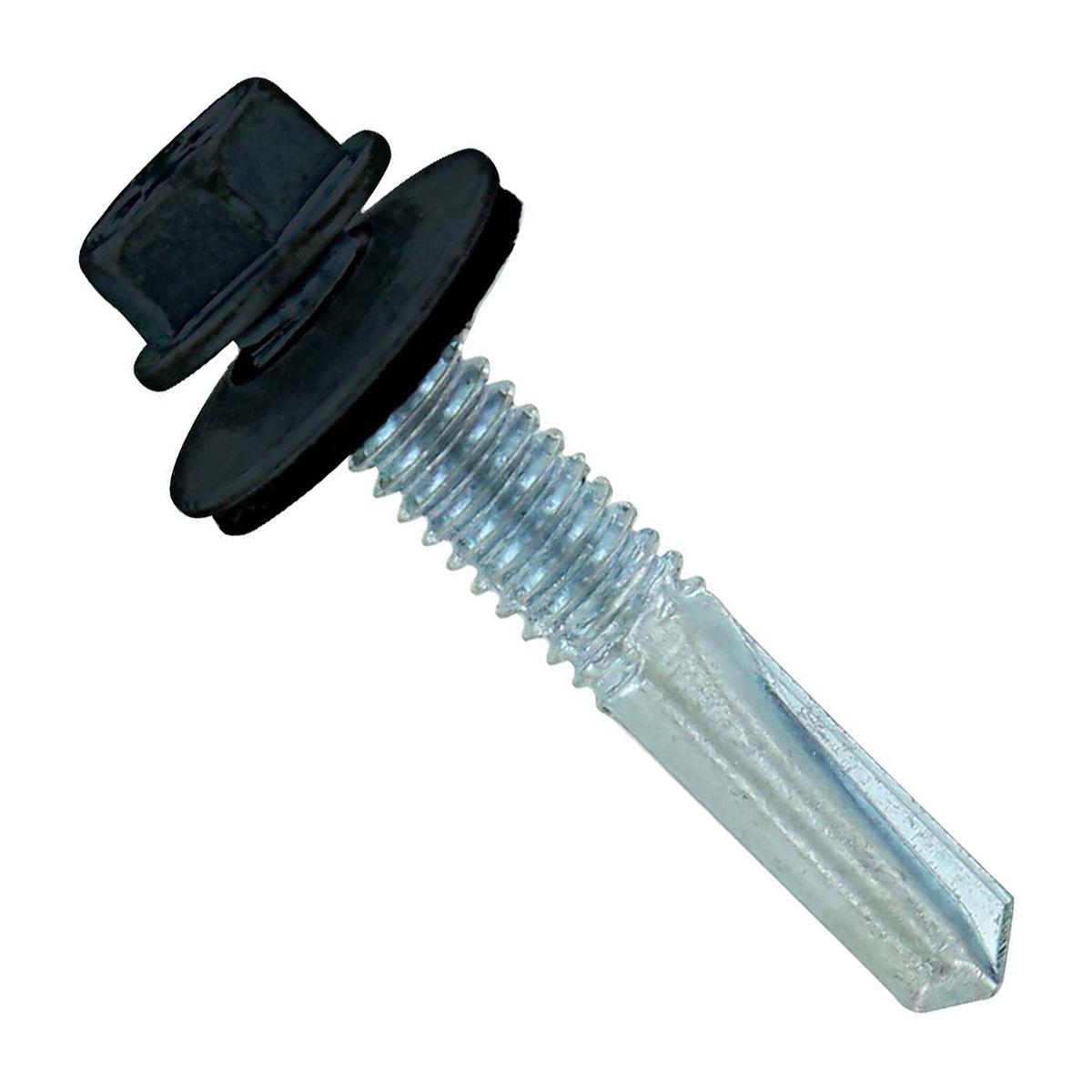 ST Fastening #12 x 1-1/4" Self-Drilling HG Steelbinder Metal Roofing Screw, Hex-Washer Head - Black, Qty. 250