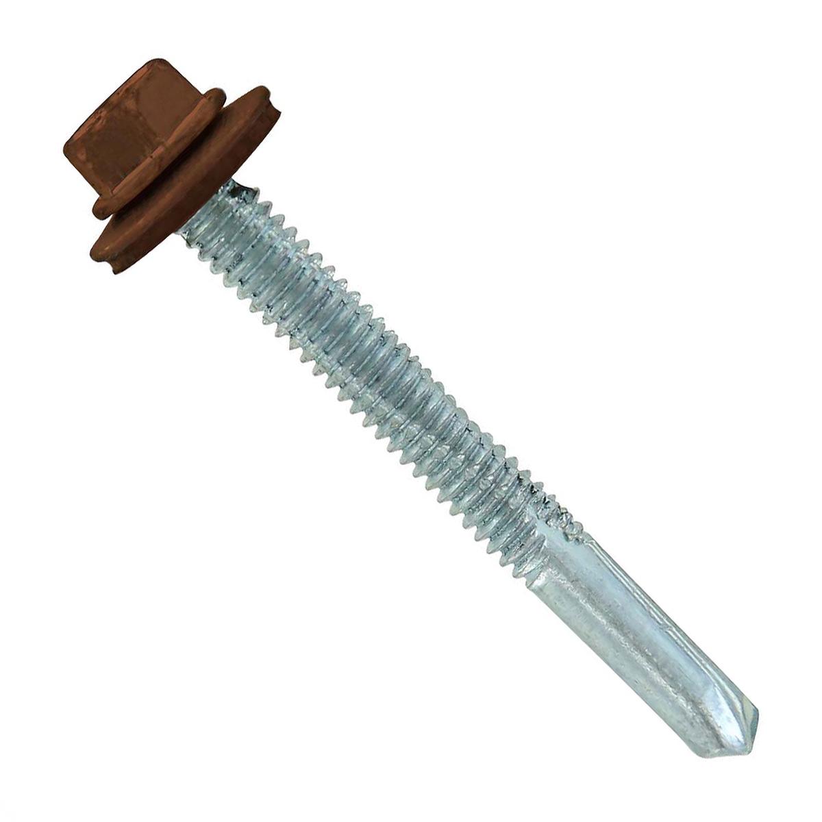 ST Fastening #12 x 2" Self-Drilling HG Steelbinder Metal Roofing Screw, Hex-Washer Head - Brown | Qty. 2,000 (Carton)