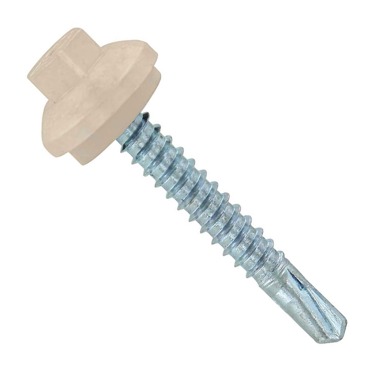 ST Fastening #12 x 1-1/2" Self-Drilling ZXL Steelbinder Metal Roofing Screw, Hex-Washer Head - Light Stone | Qty. 96,000 (Pallet)