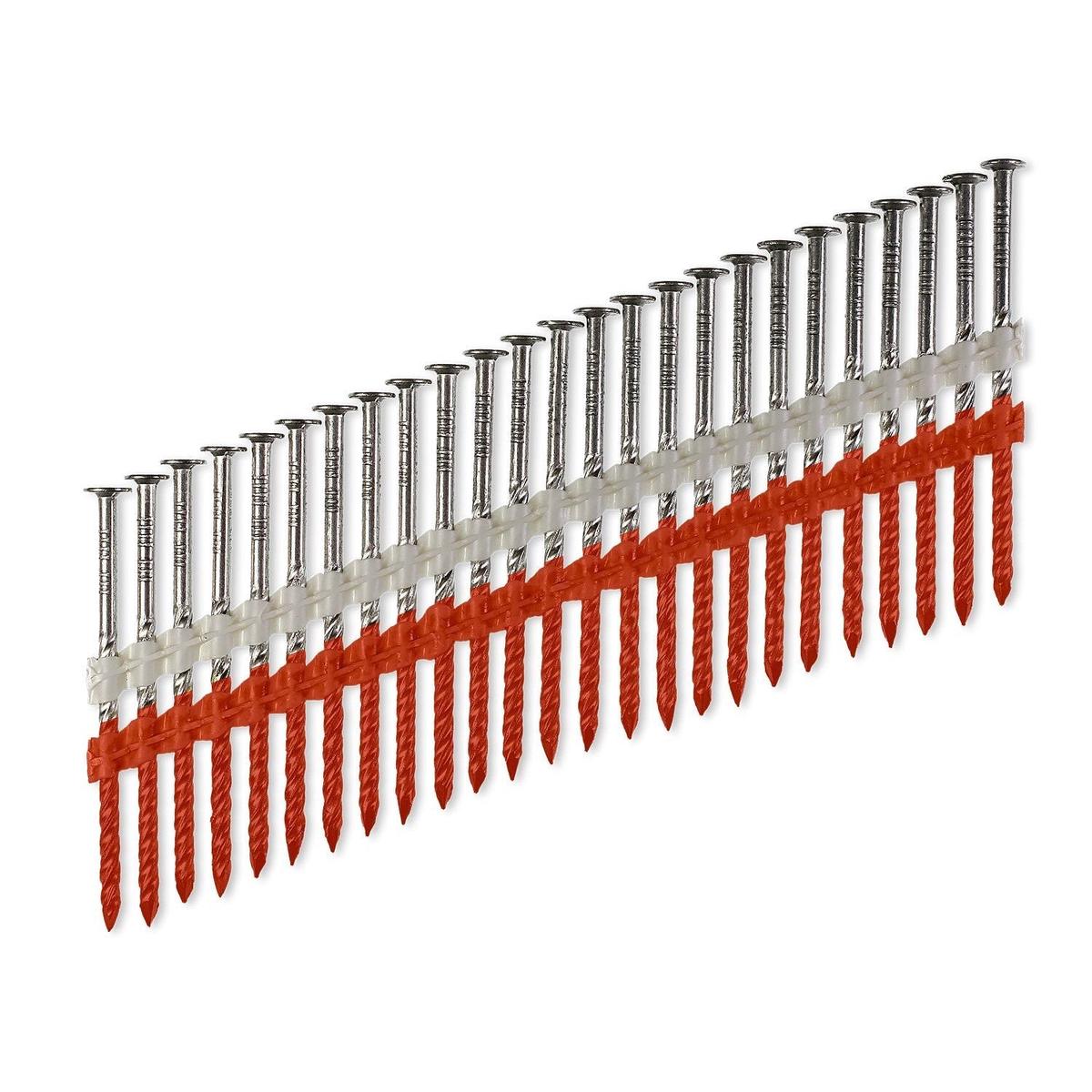 0.131 x 3" 20-22 Degree Full Round Head Spiral Shank Nail - 316 Stainless Steel,1000 Pkg
