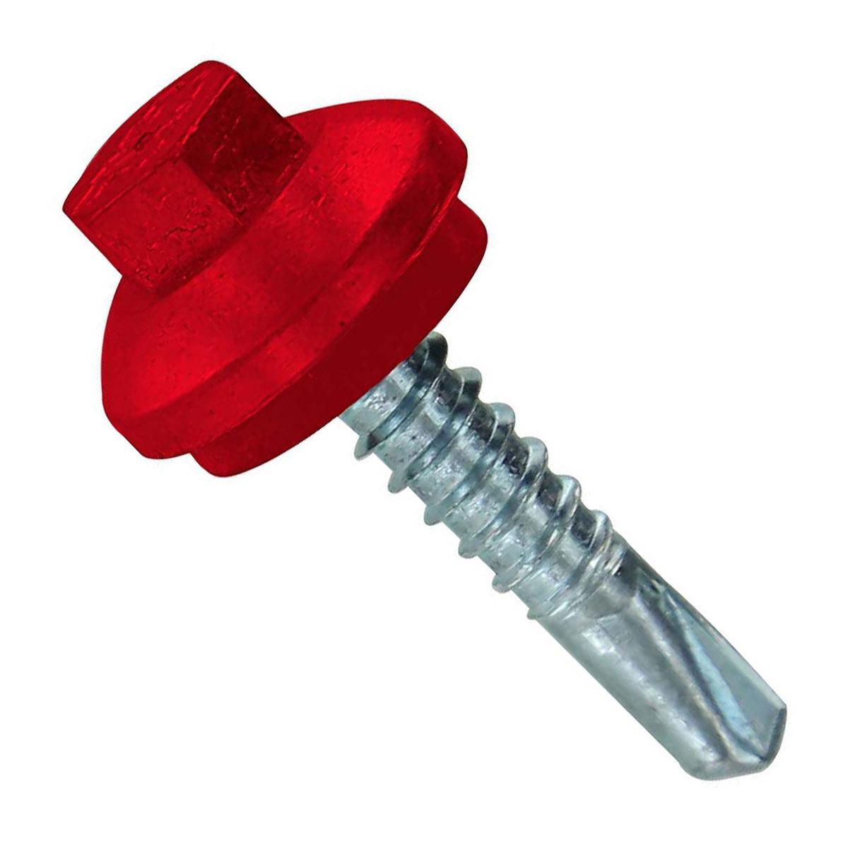 ST Fastening #12 x 1" Self-Drilling ZXL Steelbinder Metal Roofing Screw, Hex-Washer Head - Crimson | Qty. 96,000 (Pallet)