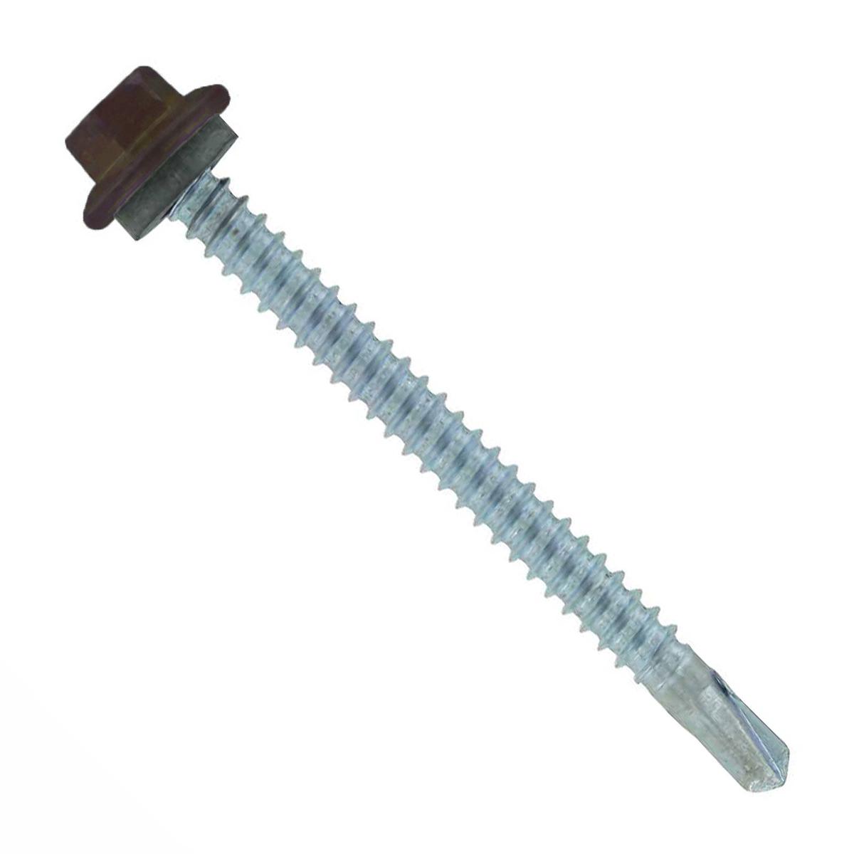 ST Fastening #12 x 2-1/2" Self-Drilling Maxx Steelbinder Metal Roofing Screw, Hex Washer Head - Koko Brown | Qty. 1,500 (Carton)