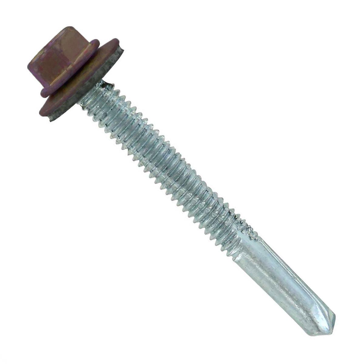 ST Fastening #12 x 2" Self-Drilling HG Steelbinder Metal Roofing Screw, Hex-Washer Head - Koko Brown | Qty. 2,000 (Carton)