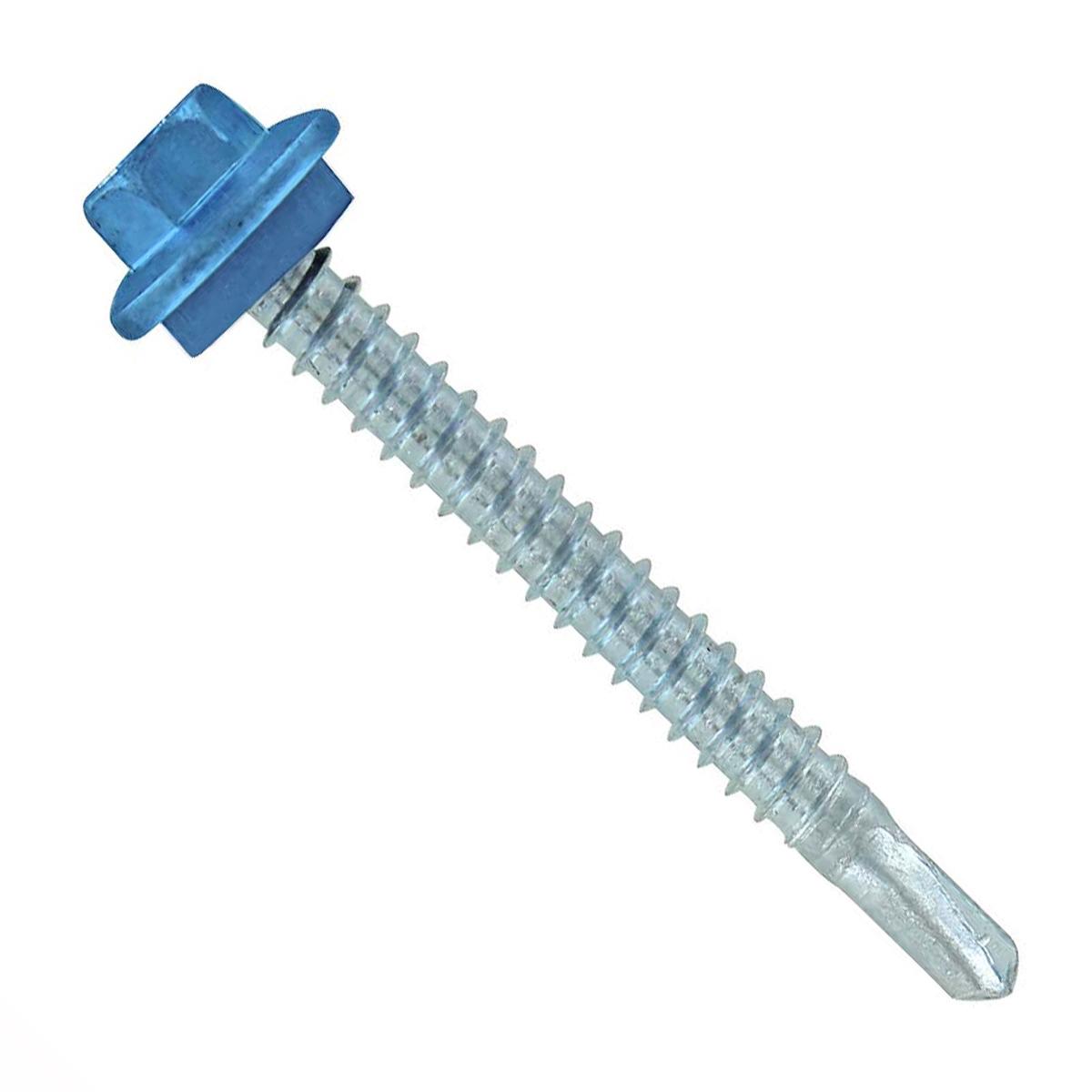 ST Fastening #12 x 2" Self-Drilling Maxx Steelbinder Metal Roofing Screw, Hex-Washer Head - Hawaiian Blue, Qty. 250
