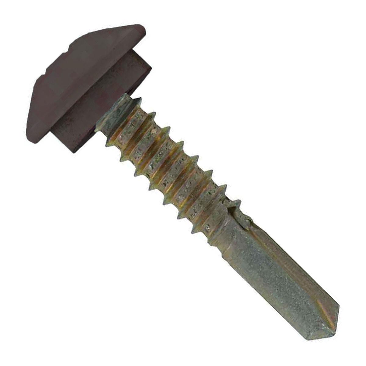 ST Fastening #12-14 x 1-1/4" Eclipse Steelbinder Self-Drilling Metal Roofing Screw - Koko Brown, Pkg 250