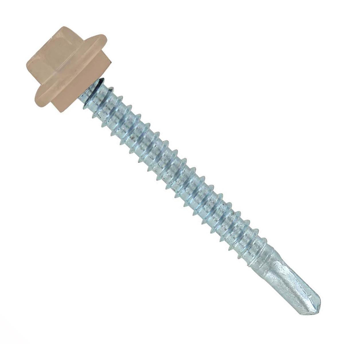 ST Fastening #12 x 2" Self-Drilling Maxx Steelbinder Metal Roofing Screw, Hex-Washer Head - Tan, Qty. 250