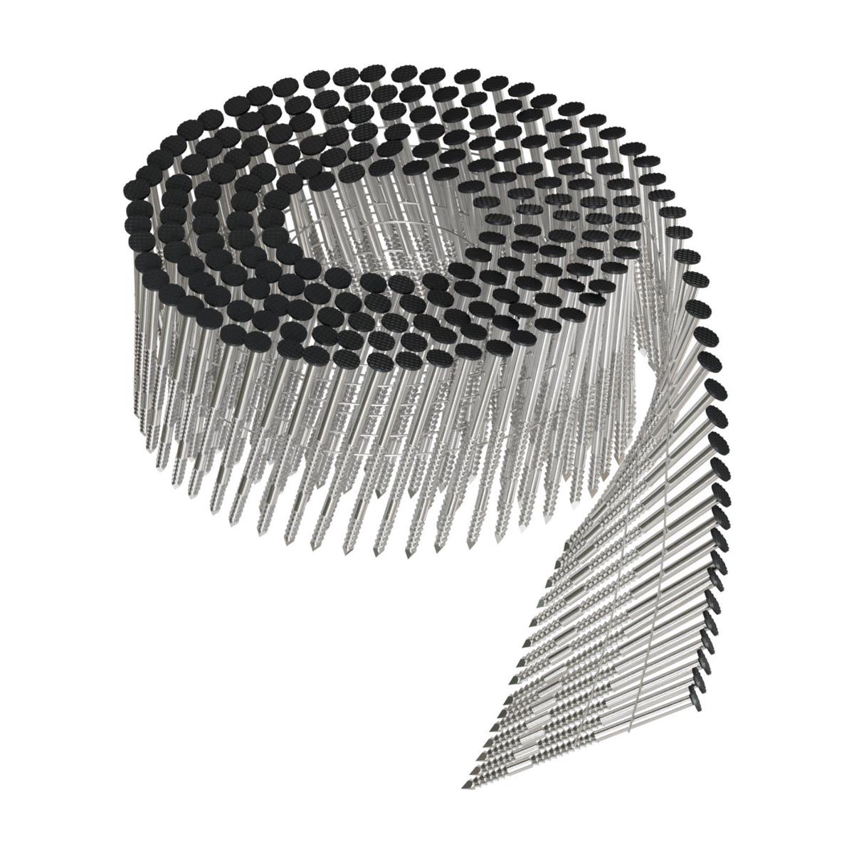 2" X .092" Painted Wire Coil Ring Shank Siding Nails - 316 Stainless Steel, Black Paint, Pkg 1800