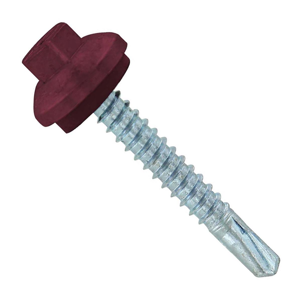ST Fastening #12 x 1-1/2" Self-Drilling ZXL Steelbinder Metal Roofing Screw, Hex-Washer Head - Burgundy | Qty. 96,000 (Pallet)