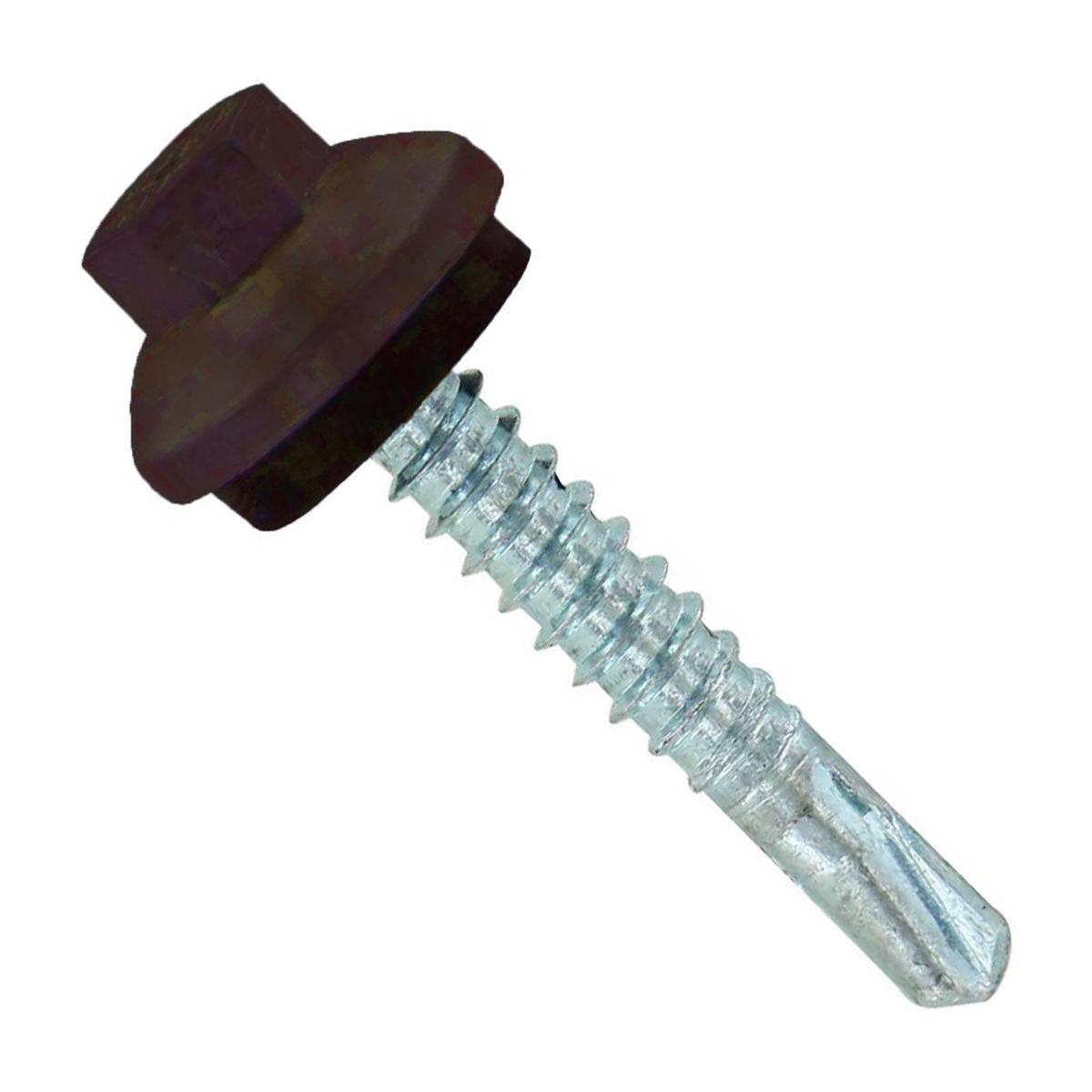 ST Fastening #12 x 1-1/4" Self-Drilling ZXL Steelbinder Metal Roofing Screw, Hex-Washer Head - Koko Brown | Qty. 2,000 (Carton)