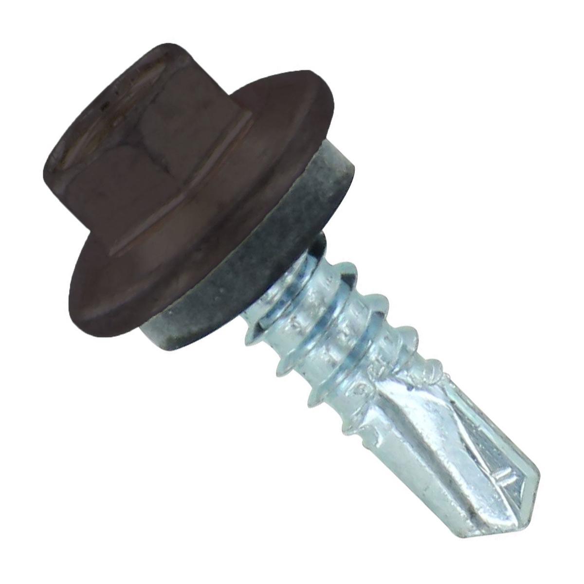 ST Fastening #12 X 3/4" Self-Drilling Maxx Steelbinder Metal Roofing Screw, Hex-Washer Head - Koko Brown, Qty. 250