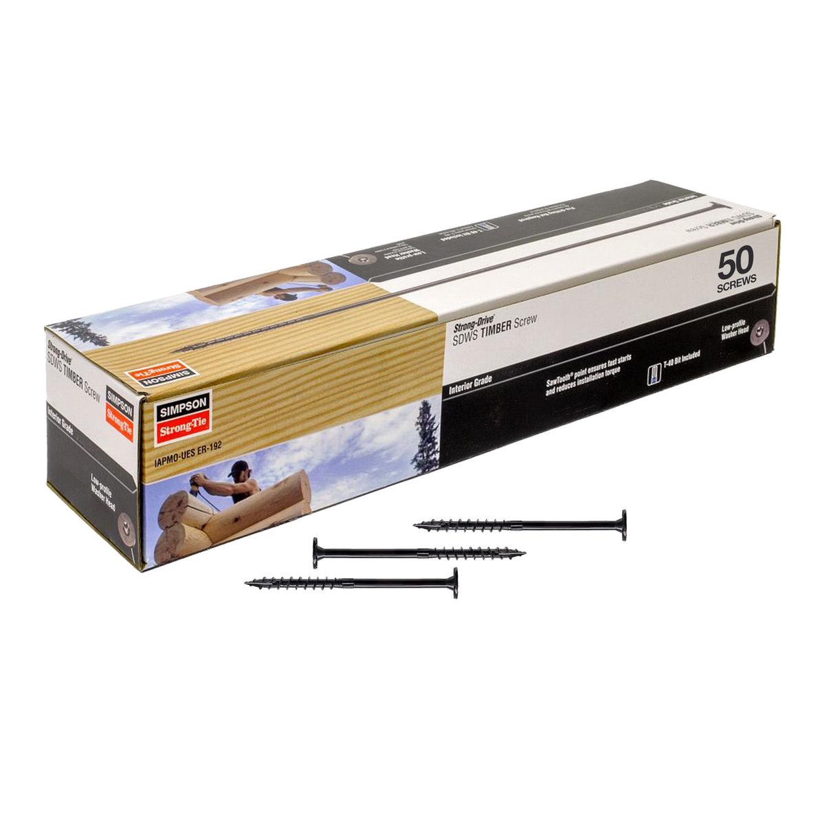 0.195" x 6" Strong-Tie SDWS19600-R50 Log Screw, E-Coat, Pkg 50