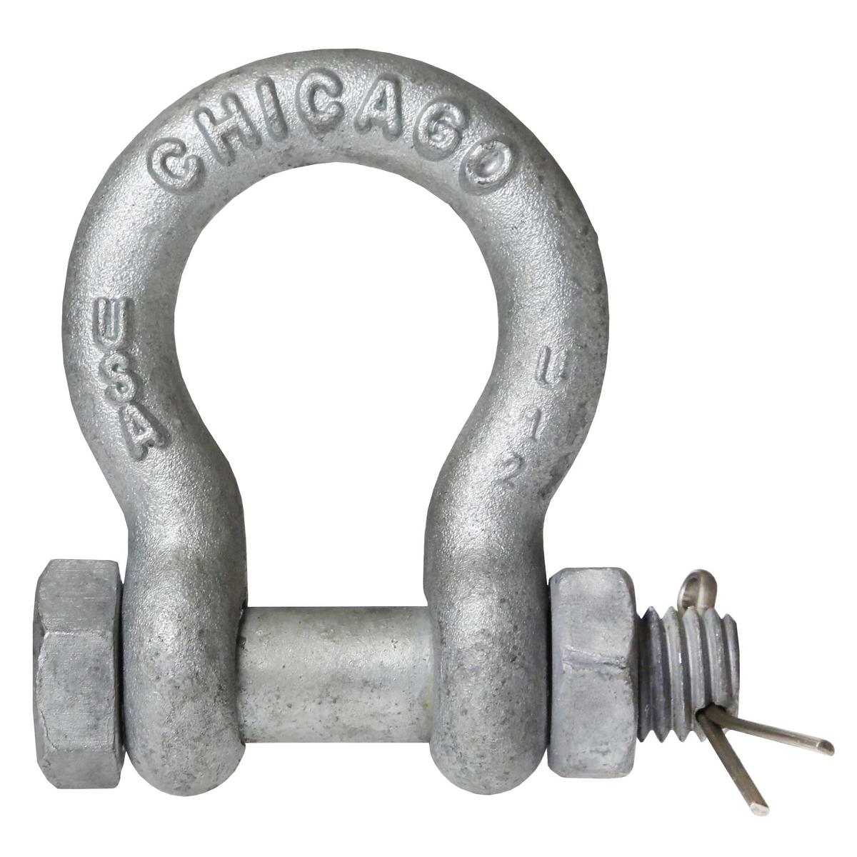 Bolt Type Anchor Shackle - Chicago Hardware - 5/8" Galvanized Steel - 3.25 Ton