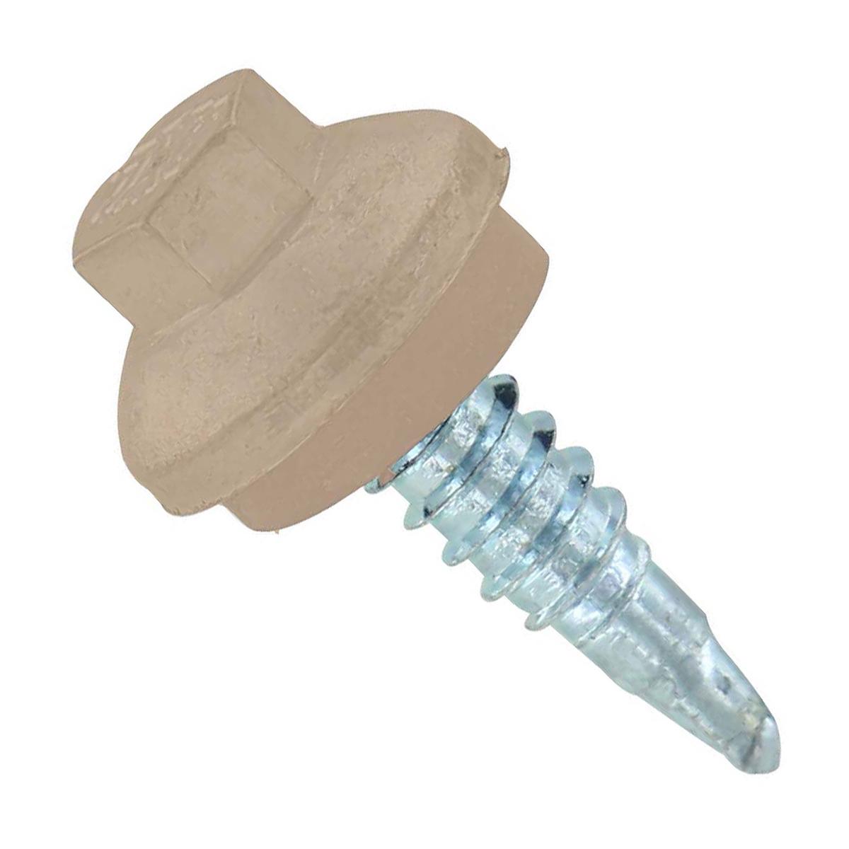 ST Fastening 1/4" x 7/8" Self-Drilling ZXL Steelbinder Metal Roofing Stitch Screw, Cupped Washer Head - Tan | Qty. 2,000 (Carton)