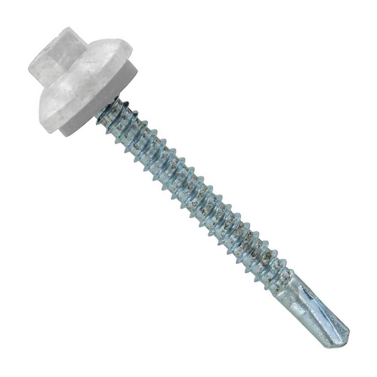 ST Fastening #12 x 2" Self-Drilling ZXL Steelbinder Metal Roofing Screw, Cupped Washer Head - Polar White | Qty. 1,500 (Carton)