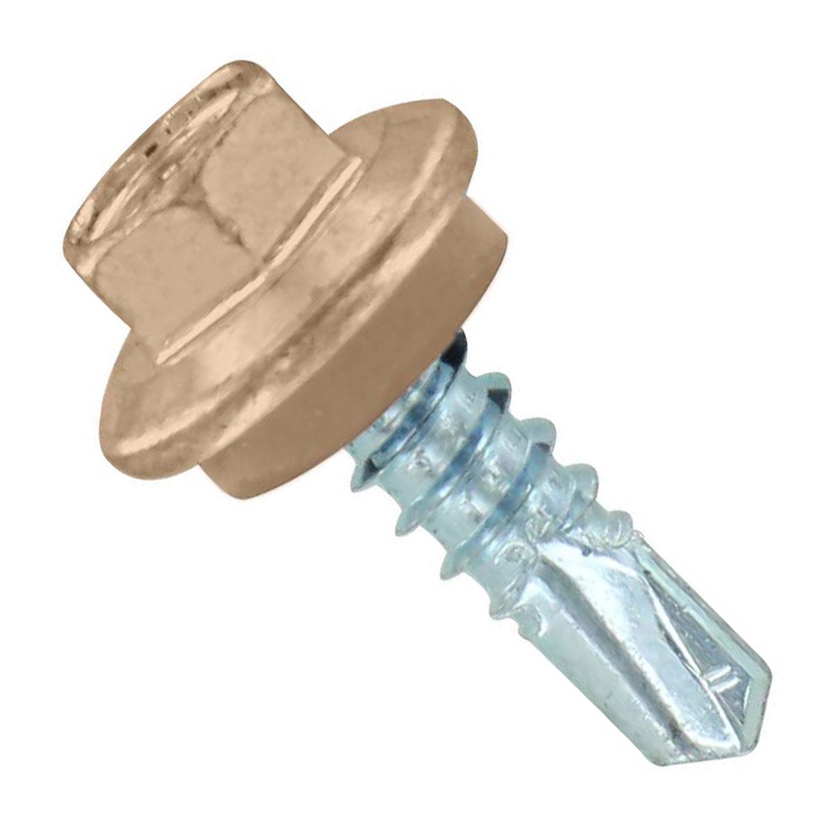 ST Fastening #12 X 3/4" Self-Drilling Maxx Steelbinder Metal Roofing Screw, Hex-Washer Head - Tan, Qty. 250