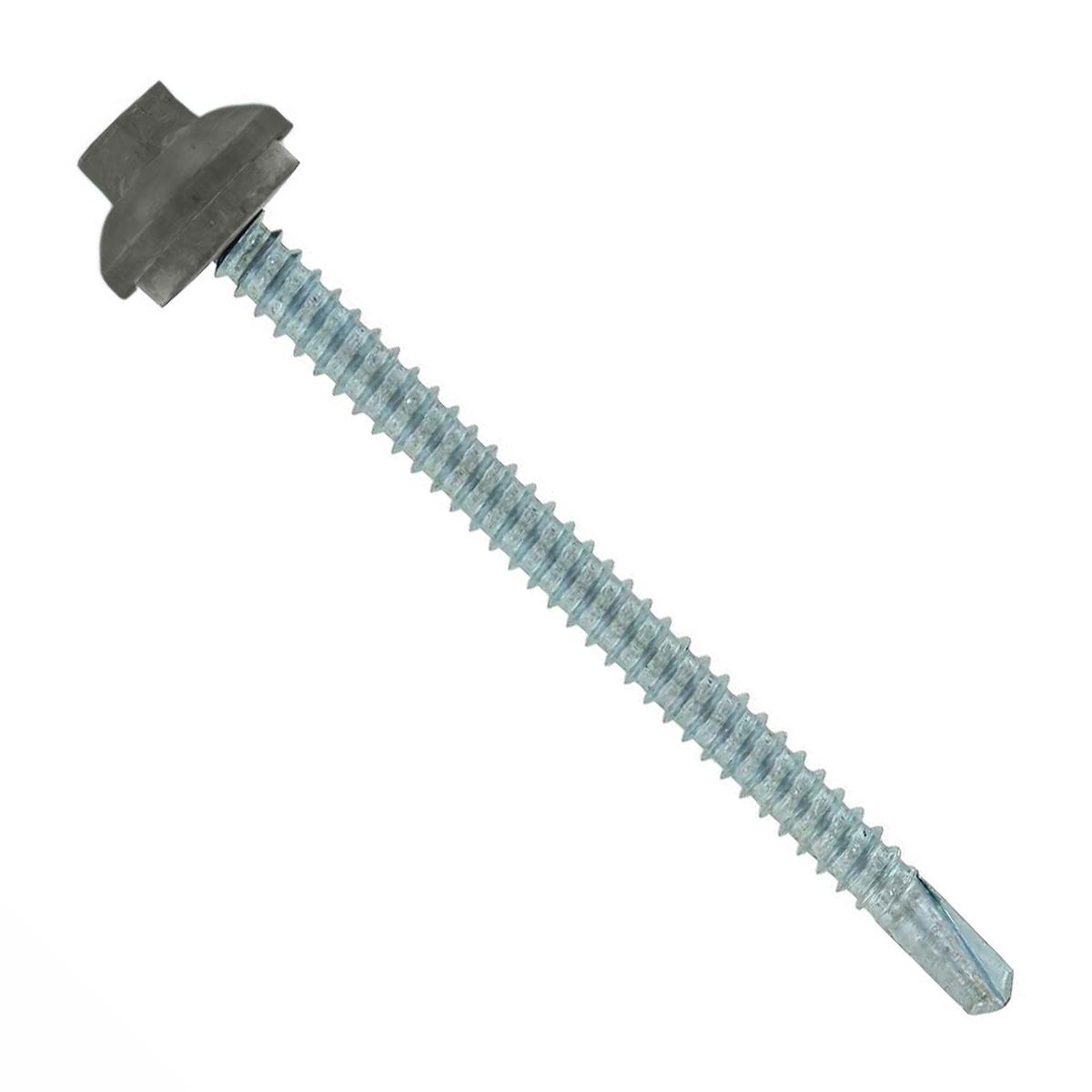 ST Fastening #12 x 3" Self-Drilling ZXL Steelbinder Metal Roofing Screw, Cupped Washer Head - Burnished Slate | Qty. 1,000 (Carton)