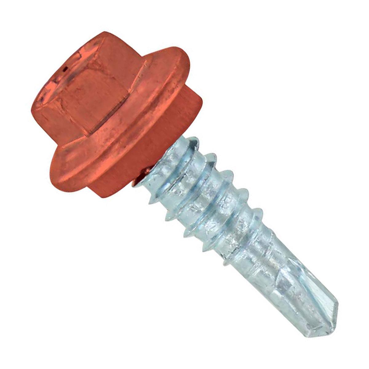 ST Fastening #14 X 7/8" Self-Drilling Maxx Steelbinder Metal Roofing Screw, Hex-Washer Head - Copper, Qty. 250