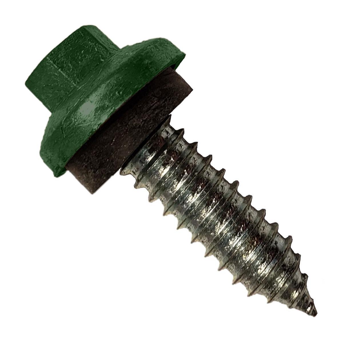 ST Fastening #17 x 1" ZXL Tapping Steelbinder Metal Roofing Stitch Screw - Forest Green - Pkg 250