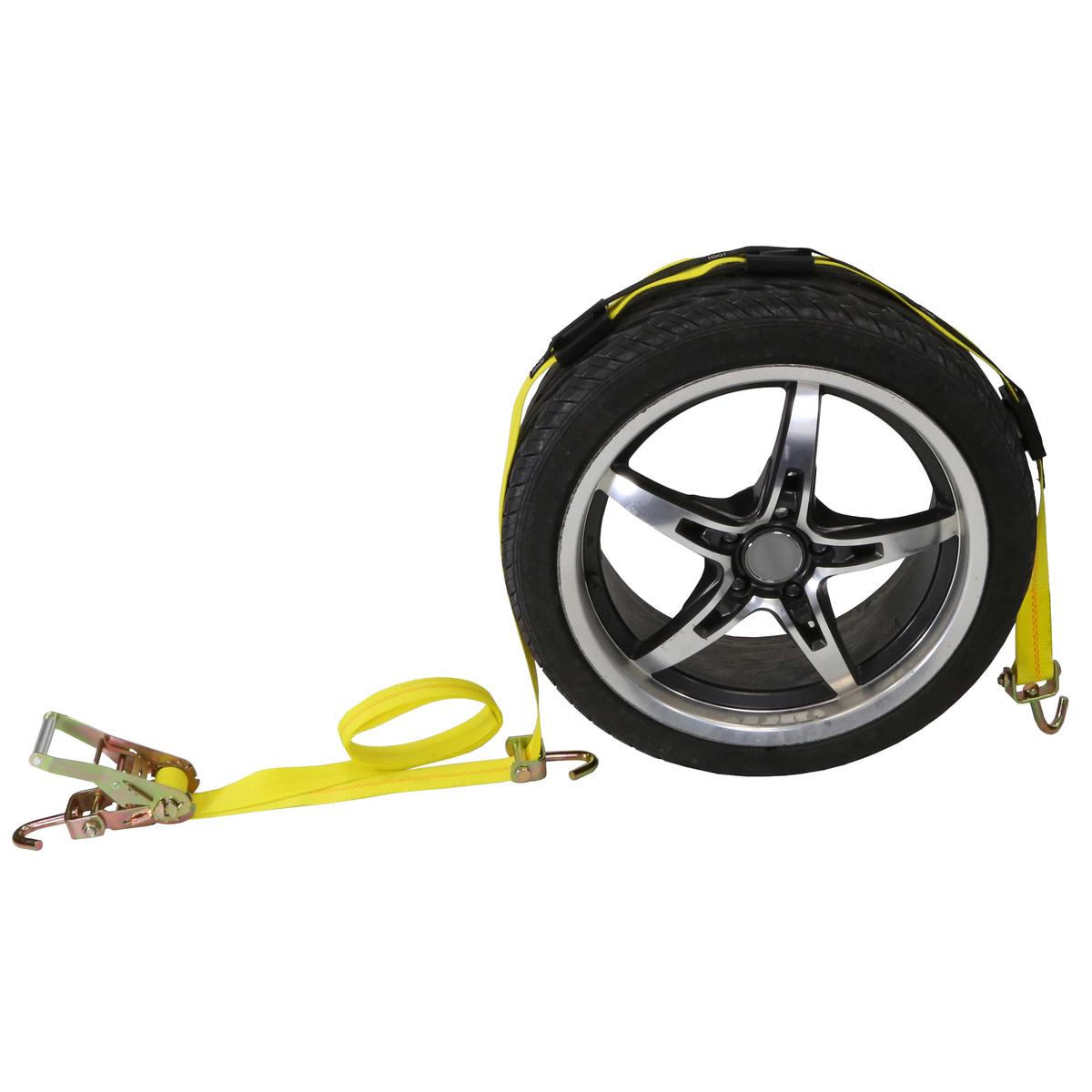 Wheel Strap with Swivel Hooks and Rubber Blocks