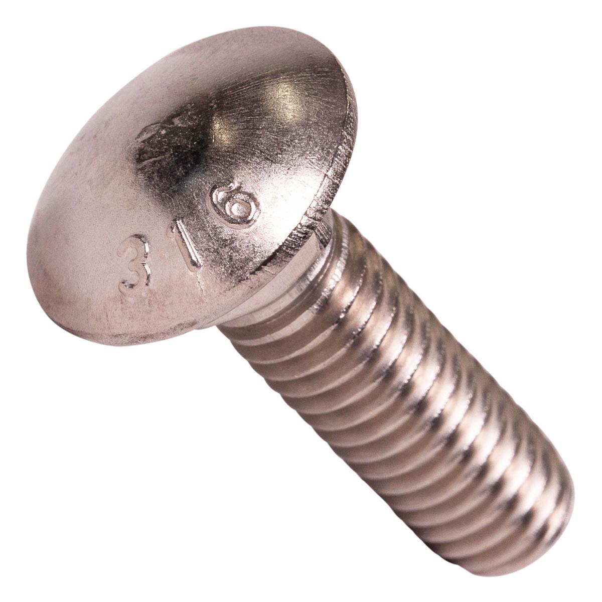 Conquest 3/8" x 1-1/4" Carriage Bolt - 316 Stainless Steel | Qty. 500 (Carton)