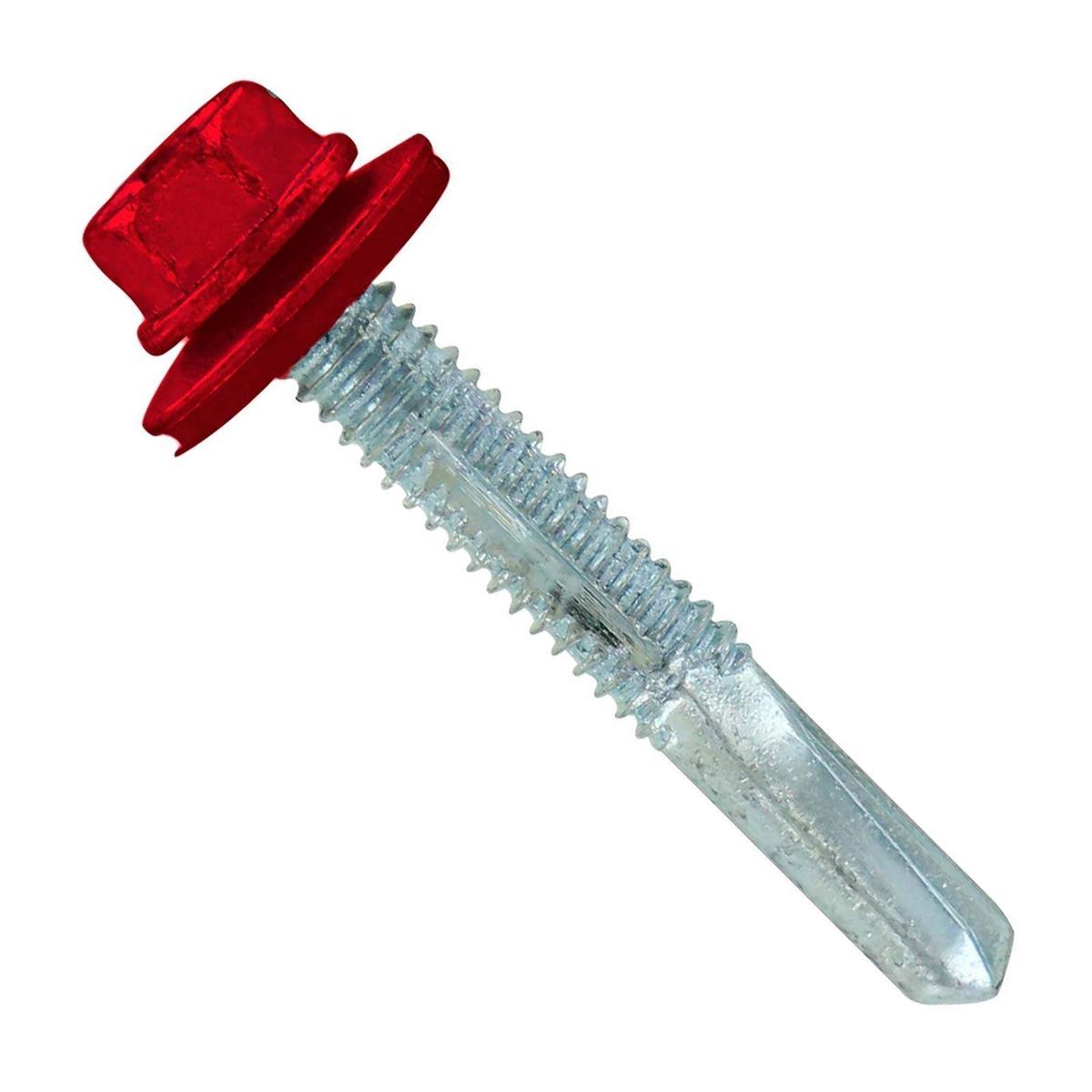 ST Fastening #12 x 1-1/2" Self-Drilling HG Steelbinder Metal Roofing Screw, Hex-Washer Head - Crimson | Qty. 2,000 (Carton)