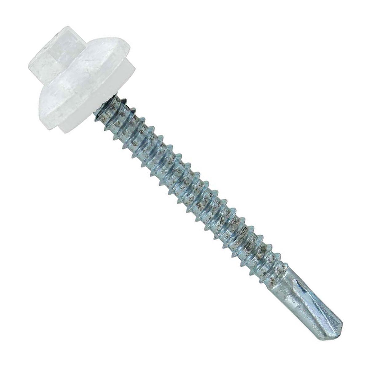 ST Fastening #12 x 2" ZXL Steelbinder Self-Drilling Metal Roofing Screw - Bright White, Pkg 250