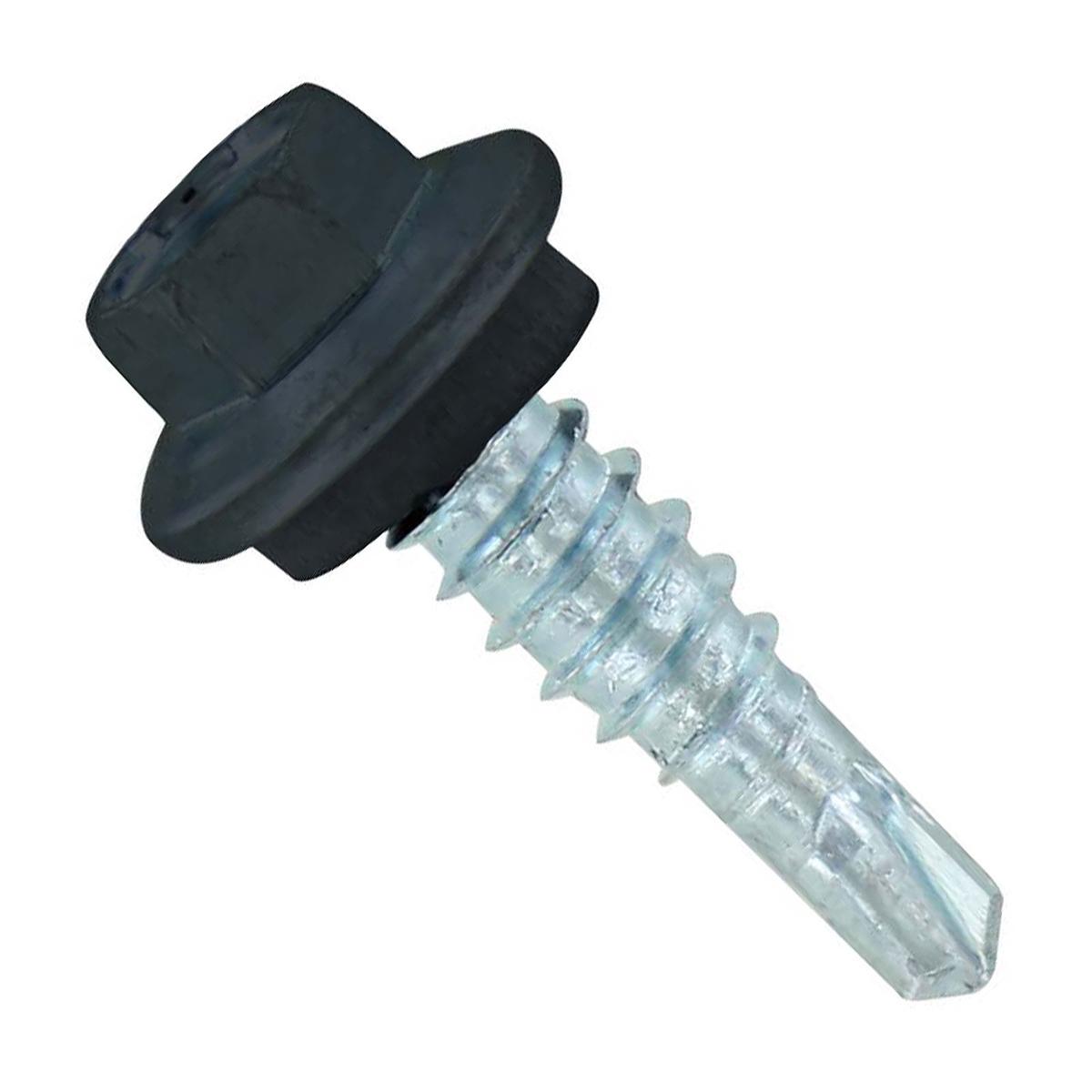 ST Fastening #14 X 7/8" Self-Drilling Maxx Steelbinder Metal Roofing Screw, Hex-Washer Head - Black, Qty. 250