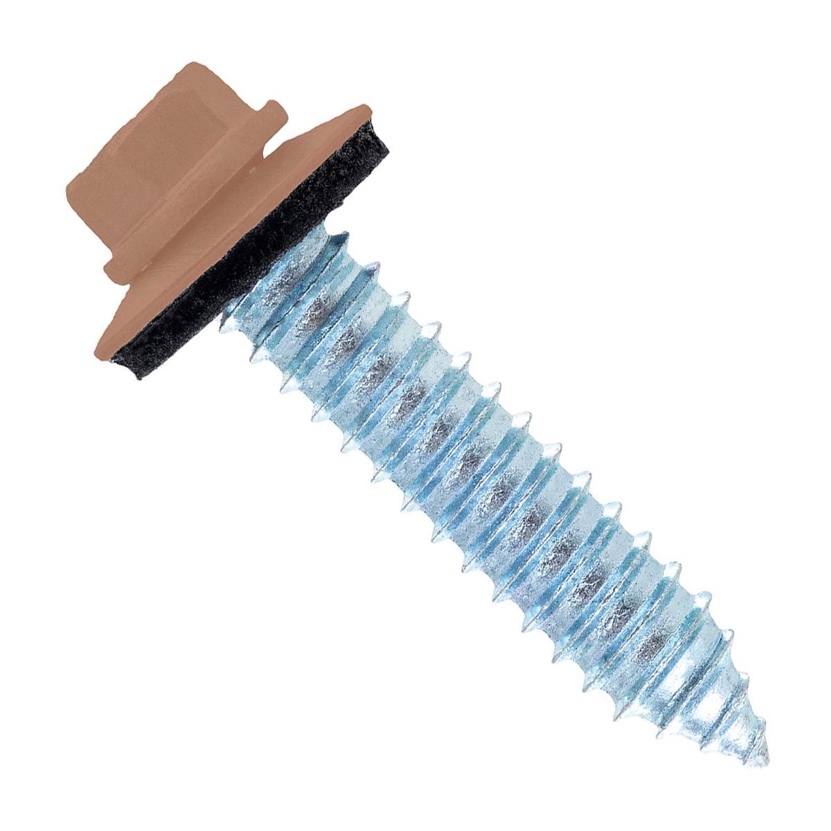 ST Fastening #17 x 1-1/4" Tapping Steelbinder Metal Roofing Screw, Hex-Washer Head - Copper | Qty. 2,000 (Carton)