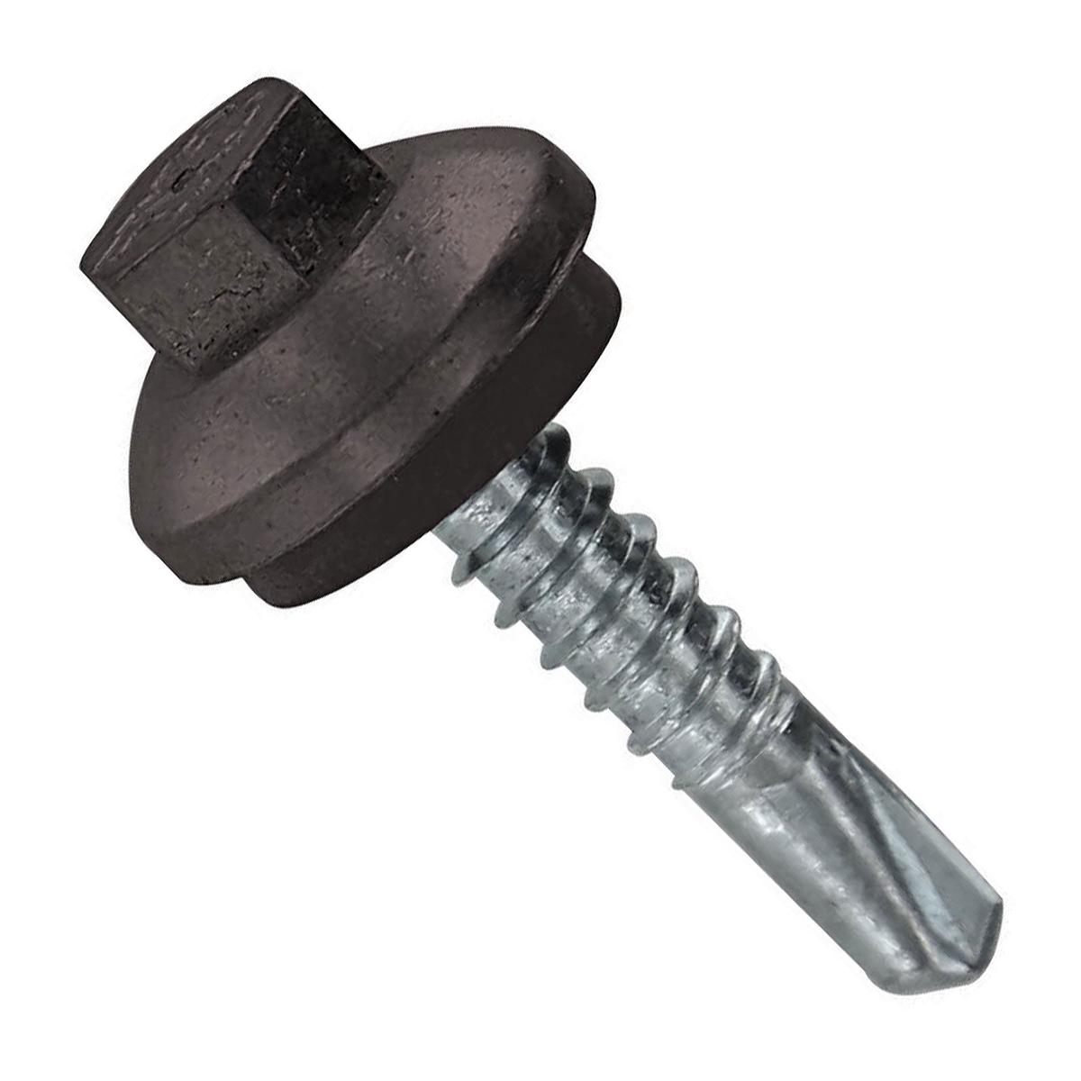 ST Fastening #12 x 1" Self-Drilling ZXL Steelbinder Metal Roofing Screw, Hex-Washer Head - Charcoal Gray | Qty. 2,000 (Carton)
