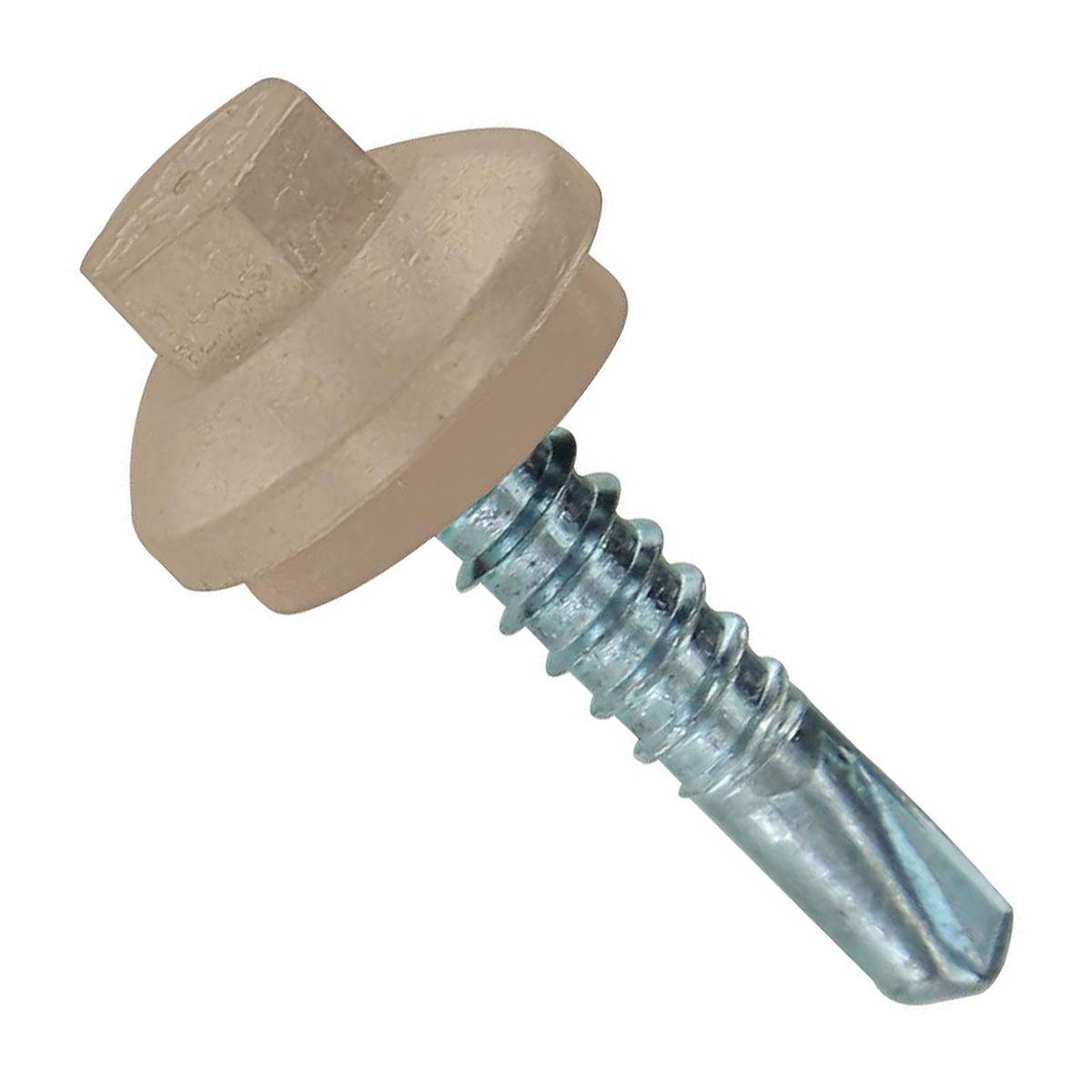 ST Fastening #12 x 1" Self-Drilling ZXL Steelbinder Metal Roofing Screw, Hex-Washer Head - Tan, Qty. 250