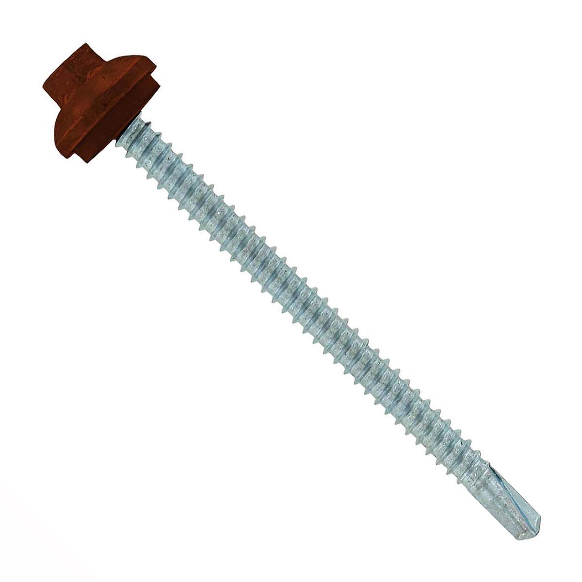ST Fastening #12 x 3" Self-Drilling ZXL Steelbinder Metal Roofing Screw, Cupped Washer Head - Brown | Qty. 1,000 (Carton)