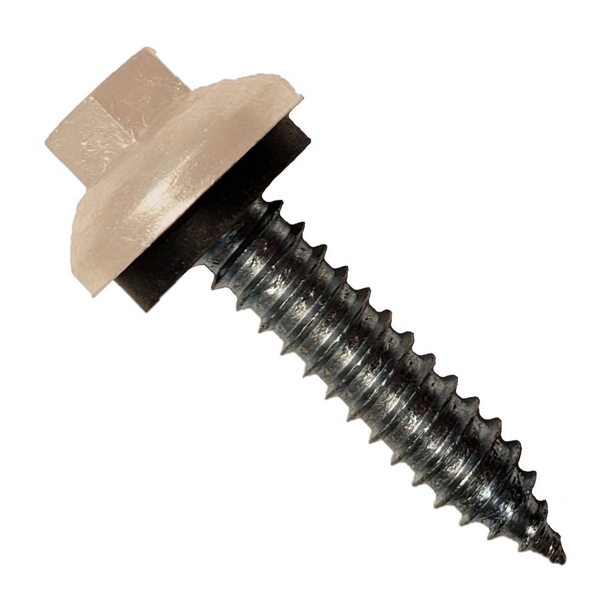 ST Fastening #14 x 1-1/4" Tapping ZXL Steelbinder Metal Roofing Screw, Hex-Washer Head - Tan | Qty. 2,000 (Carton)