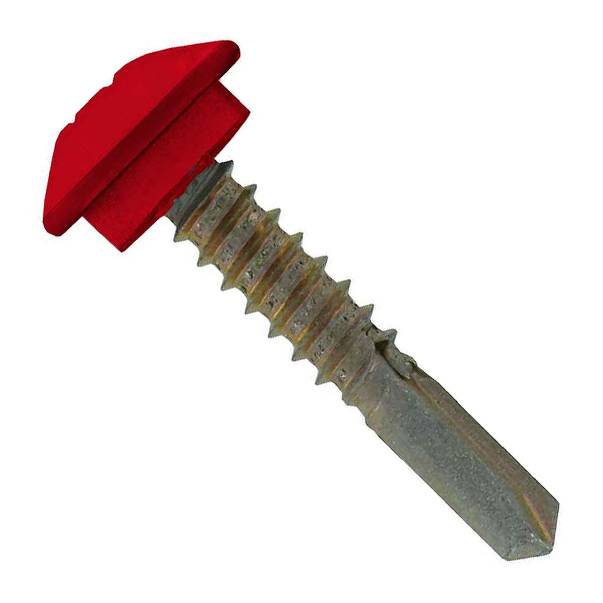 ST Fastening #12-14 x 1-1/4" Eclipse Steelbinder Self-Drilling Metal Roofing Screw - Crimson, Pkg 250