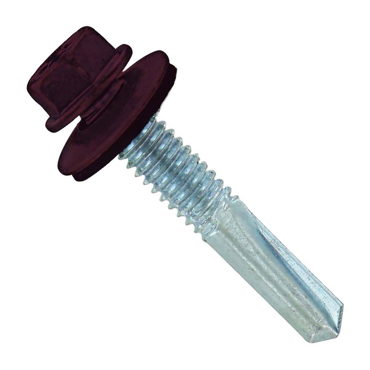 ST Fastening #12 x 1-1/4" Self-Drilling HG Steelbinder Metal Roofing Screw, Hex-Washer Head - Burgundy | Qty. 120,000 (Pallet)