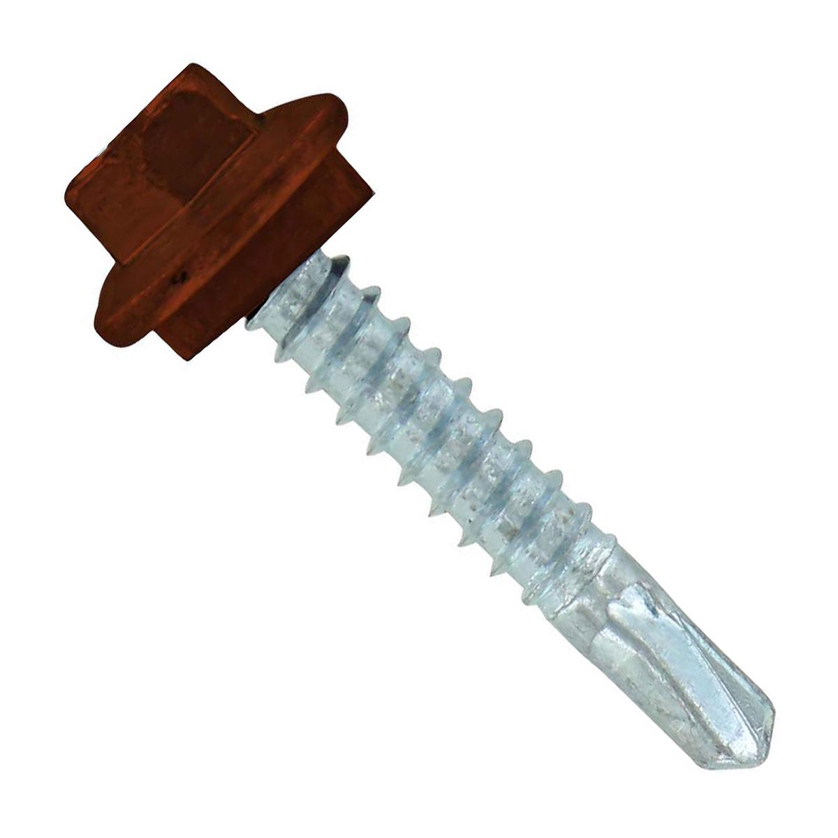 ST Fastening #12 X 1-1/4" Self-Drilling Maxx Steelbinder Metal Roofing Screw, Hex-Washer Head - Brown, Qty. 250